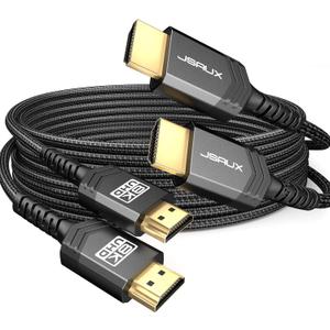 JSAUX Short HDMI Cable 3.3FT 2-Pack 2.1 48Gbps 8K&4K Ultra High Speed Cords(8K@60Hz 7680x4320, 4K@120Hz) eARC HDR10 HDCP 2.2&2.3 3D, Compatible with PS5/ PS4/ X-Box/ Roku TV/ Blu-ray/ LG/ Samsung QLED-Black