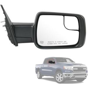 Door Mirror Right Passenger Side Replacement For Ram 1500 2019-2024, Replace 68276498AH CH1321471, Black Heated 5Pins