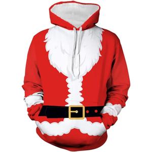 Mens Santa Claus Funny Sweatshirt Christmas 3D Novelty Fashion Pullover Hoodies (M)