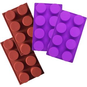 8-Cavity Round Baking Silicone Molds, 4PCS Cake Tray Moulds for Cupcake, Cookie, Soap, Muffin, Resin Casting, Ice Cube - 32 Cavities in Total