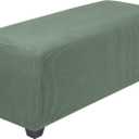 PiccoCasa High Stretch Ottoman Cover with Elastic Bottom, Soft Slipcover Jacquard Fabric Small Checks Rectangle Storage Stool Cover Furniture Covers X-Large Asparagus