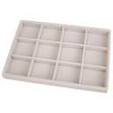 Mornajina 12 Grids Velvet Jewelry Tray Jewelry Display Tray, Stackable Empty Plate Trays for Earrings Necklaces Bracelet Rings Display Showcase - Beige