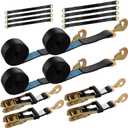 4 Pack Car Tie Down Straps for Trailers 2'' x10' Ratchet Strap with Snap Hooks, 10000 LBS Break Strength, Heavy Duty Trailer Strap 24'' and 36'' Axle Straps, for Car, Truck, UTVBlack