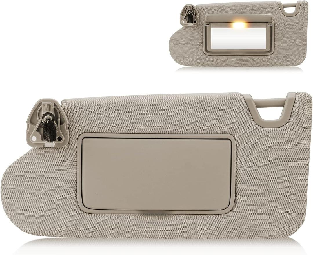 Beige Left Side Sun Visor with Light Fit for Nissan Altima Without Sunroof 2013-2018, Car Visor Replacement for 96401-3TA2A, Driver Side Sunvisor