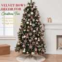 2 x 24 PCS Velvet Bows Christmas Ornaments Decorations, Sparkly Glittery Pink Velvet Bows Ornaments for Christmas Tree, Unique Elegant Xmas Home Holiday Decor for Tree Mantle Wreath Gift Wrap