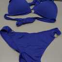 SweatyRocks Women's Ring Linked Halter Push Up Bikini Swimsuit High Stretch Bathing Suit Swimwear Set Swimming Suit Two Piece (Large, Royal Blue)