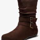 Luoika Women's Wide Width Ankle Boots - Black Brown Short Boots Block Low Heel Side Zipper Booties. Size 9.