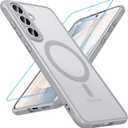 2 x OWKEY for Samsung Galaxy S25 FE Case 6.7'', Magnetic Galaxy S25 FE Case for Magsafe with Tempered Screen Protector [Shockproof Military] Translucent Matte Bumper Phone Cover Samsung S25 FE 5G, Gray