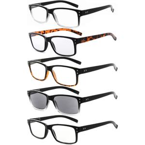 Eyekepper 5 Pack Reading Glasses for Men Spring Hinges Classic Readers (5 Pairs Mix)
