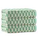 CinGiiCo Checkered Bath Towels Set of 3, 100% Cotton Bath Towels Large, 600GSM, 55 * 28 in, Luxury Shower Towels for Bathroom, Soft Absorbent Quick-Dry（Green）