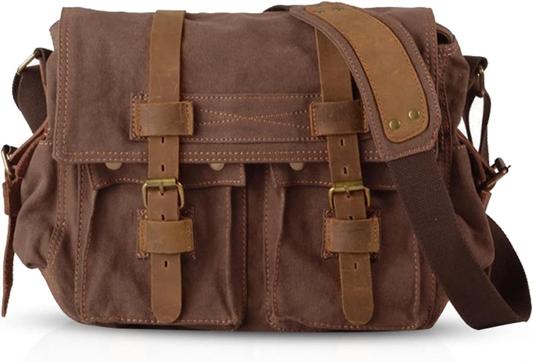 FANDARE New Vintage Messenger Bag Satchel Bag bag Bookbag Casual Travel Shoulder Bag (Brown)