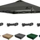 10x10ft Canopy Replacement Top Cover with Air Vent, UV Protected & Waterproof Pop-up Canopy Roof, Adjustable Elastic Straps for Outdoor Patio Garden Sun Shade Tent (Top Only) (Dark Gray)