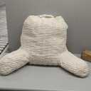 Blissful Diary Reading Pillow, Backrest Pillow with Shredded Memory Foam for Adult & Children, Designed for Bed and Couch Sitting Up, Includes Arms, Pockets and Washable Cover, Off White