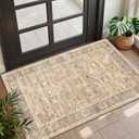 2x3 Entryway Rug Beige Washable Vintage Rugs for Entryway Kitchen Low Pile Non-Slip Door Mat Traditional Distressed Small Throw Area Rugs for Kitchen Entrance Bathroom Beige