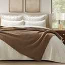 EVERGRACEHOME Chunky Chenille Knit Throw Blanket for Couch, Soft Luxurious Moss Stitch Blankets for Bed, Cozy Decorative Farmhouse Knitted Throws for Sofa, Camel Brown, 50" x 60"