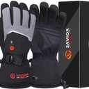 SAVIOR HEAT Heated Ski Gloves for Men Women, Electric Rechargeable Battery Heating Thick Motorcycle Glove for Outdoors Snowboarding Hunting Hiking Camping Working Walking Dogs (X-Small, Grey)