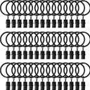 42 Pack Curtain Rings with Clips 1.26" Interior Diameter,Metal Drapery Ring with Clips Compatible with up to 1 inch Drapery Rod,Strong Vintage Decorative Rustproof Drapery Ring with Hooks(Black)