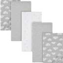 Gerber Boys and Girls Newborn Infant Baby Toddler Nursery 100% Cotton Flannel Receiving Swaddle Blanket, Clouds Grey, 5-Pack