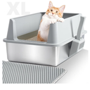 Stainless Steel Litter Box,XL Metal Cat Litter Box with Lid High Sides, Extra Large Litter Boxes for Big Cats,Odor-Resistant, Scratch-Proof, Easy to Clean, Non-Stick,Scoop Included