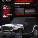 MZS Cab Cover Compatible with Wrangler JK JL 2 Door 2007-2026, 600D Waterproof Wrangler Cover with Mirror Pocket 6 Gust Hook Car Half Cover Windproof Sun Snow Rain Scratch Protection