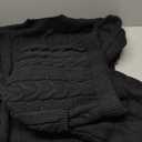 CHARTOU Women's Winter Chunky Cable Knit Long Skirt 2 Piece Outfit Sweater Sets (Large, Black)