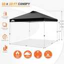 EAGLE PEAK Pop Up Canopy Tent with Wheeled Carry Bag, 8 Stakes, 4 Ropes, 4 Weight Bags, Easy Set Up Tent Canopy, 10x10 ft, 100sqft of Shade, Black