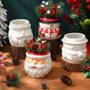 LemonRoad 4 Pcs 4.84" Christmas Santa Ceramic Planters Paint Color Your Own Snowman Santa Claus Pot DIY Ceramic Holiday Flower Pot Painting Craft Kit for Xmas Indoor Home Office Desk Decorate