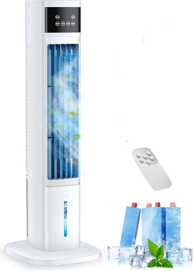 3-in-1 Portable Air Conditioners for Room, Evaporative Air Cooler, 4 Modes 3 Speeds/24H Timer, Fast Cooling Portable AC Unit, Remote 60 Oscillating Tower Fan, Quiet Swamp Cooler for Bedroom Office