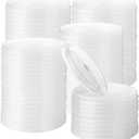 200 Count Clear Plastic Flat Lids 4 oz Paper Ice Cream Cups Frozen Yogurt Cup Dessert Bowls Frozen Dessert Supplies(Clear)