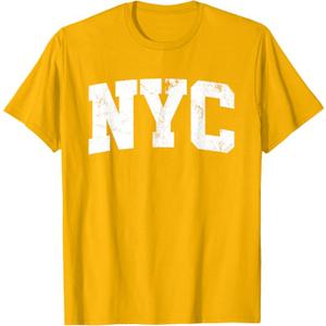 NYC New York City USA State T-Shirt Yellow Medium