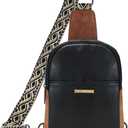 Small Sling Bag for Women Women's Leather Crossbody Bag (F Black)