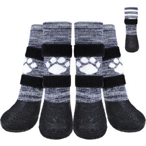 KOOLTAIL Anti Slip Dog Socks to Prevent Licking Paws for Hot/Clod Pavement,Waterproof Long Snow Dog Boots&Paw Protectors with Straps Traction Control for Hardwood Floor for Small Medium Large DogsL