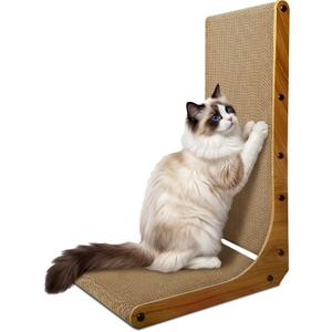 Cat Scratcher, 26 inch L Shape Cat Scratching Pad for Indoor Cats, Durable Sustainable Cardboard Scratcher, Recyclable Vertical Cat Scratch Pad to Protect Furniture, Large