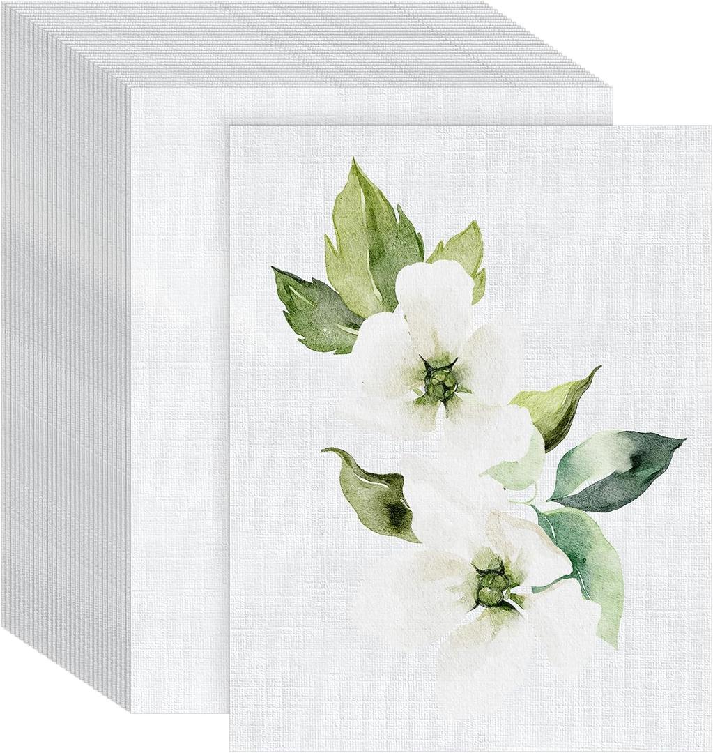 VOKOY 30 Sheets Linen Textured Paper, 8 1/2 x 11" Blank White Printer Paper for Invitation Cards Making Office Printing Crafting Scrapbook DIY Projects, 92 lb Cover, 8.5 x 11 inches / 21.6 x 28 cm