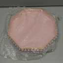 Pink Serving Tray for Coffee Table, Octagonal Beaded Plastic Decorative Tray for Ottoman, Kitchen Counter, Living Room