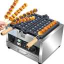Commercial Waffle Skewer Maker1500W 3-Grid Nonstick Waffle Balls Maker Iron Ball Waffle Stainless Steel Belgium Waffle Ball Stick Maker for Restaurant, Snack Bar, Street Stall