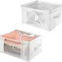 iDesign Fabric Storage Zipper Bag-Medium, 16" x 12" x 8", Set of 2, Standard 2 Count