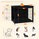 DWANTON Dog Crate Furniture with Cushion, Wooden Kennel Table with Double Doors, Indoor Dog House, Medium, Size 32.5"L x 21.9"W x 25.6"H, Black