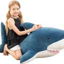 MorisMos 51inch Giant Shark Stuffed Animal, Large Shark Plush Toy Pillow Gift for Kids, Girlfriend, Blue