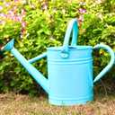 1 Gallon Metal Watering Can Outdoor, Flower Plant Gardening Garden Large Watering Can Pot,  Handles and Removable Spray Spout, Blue