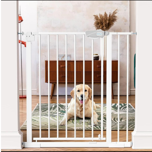 MEEGEEM Baby Gate - 40'' Extra Tall and 30''-37'' Adjustable Width Pet Gate for Stairs & Doorways & House and More, Can Use As Dog Gate, Pressure Mounted, No Drilling, Auto Close, White