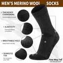 Time May Tell Mens Merino Wool Hiking Cushioning Socks For Outdoor Wool-Socks-For-Mens 3 Pack (Black) 9-13