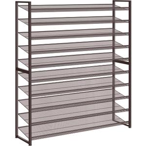 Shoe Rack, Long Shoe Organizer,Max Holds 62 Pairs,10 Tier Metal Shoe Storage Shelf,5-Tier Stackable Shoes Organizer for Garage, Entryway,Bronze