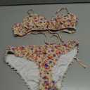 Tainehs Women's Two Piece Bikini Sets O Ring Front Top Ditsy Floral Triangle Swimsuits Cheeky Bathing Suit (M)