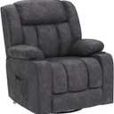 COMHOMA Recliner Chair Massage Rocker with Heated 360 Degree Swivel Lazy Boy Recliner Single Sofa Seat with Cup Holders for Living Room (Gray)