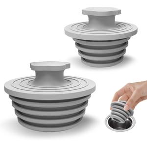 Bathtub Drain Stopper - 2 Pack Silicone Universal Shower Drain Cover, Tub Stopper Bathtub Drain for Bathroom, Tub, and Shower Drain - Easy Install Shower Drain (Gray)