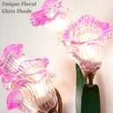 Vintage Flower Shape Plug-in Wall Sconce with Pink Glass Shade Elegant Wall Light, Floral Bedside Wall Lamp for Entrance, Bedroom, Hallway