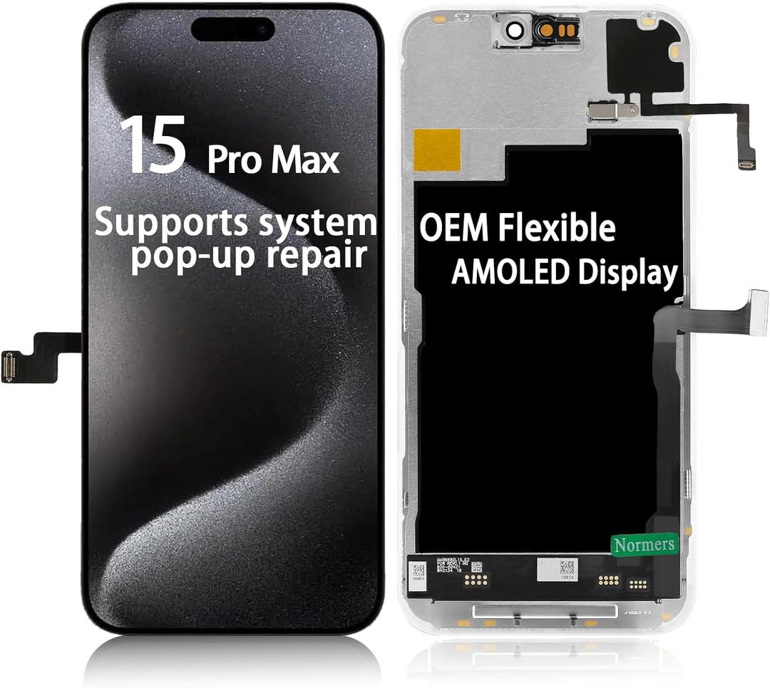 【Fixes System Pop-Ups】 OEM-Grade Quality for iPhone 15 pro max Screen Replacement, Inch Promotion 120Hz AMOLED Display, Equipped with 3D LCD Touch Digitizer, Protective Film and Repair Tools