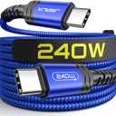 JSAUX 240W USB C to USB C Cable 10FT, USB C Cord Type C Fast Charging Cable Compatible with MacBook Pro Air, iPad Pro Air, Dell XPS, iPhone 16/16 Pro Max/15/15 Pro Max, Samsung Galaxy, Pixel - Blue