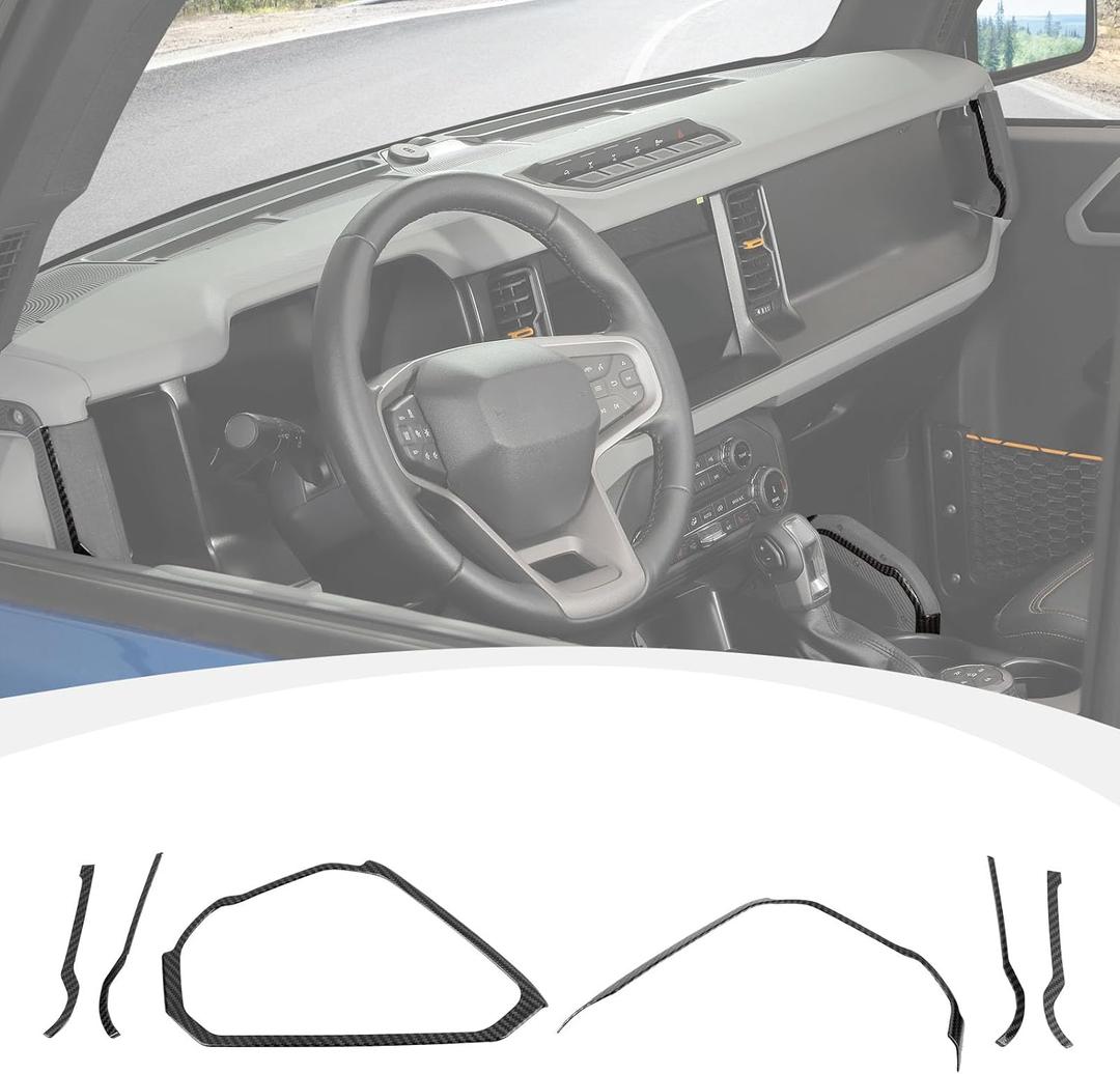 Center Console Dash Grab Handle Cover Trim Compatible with 2021-2024 Ford Bronco Interior Accessories, Carbon Fiber (Not for Bronco Sport)